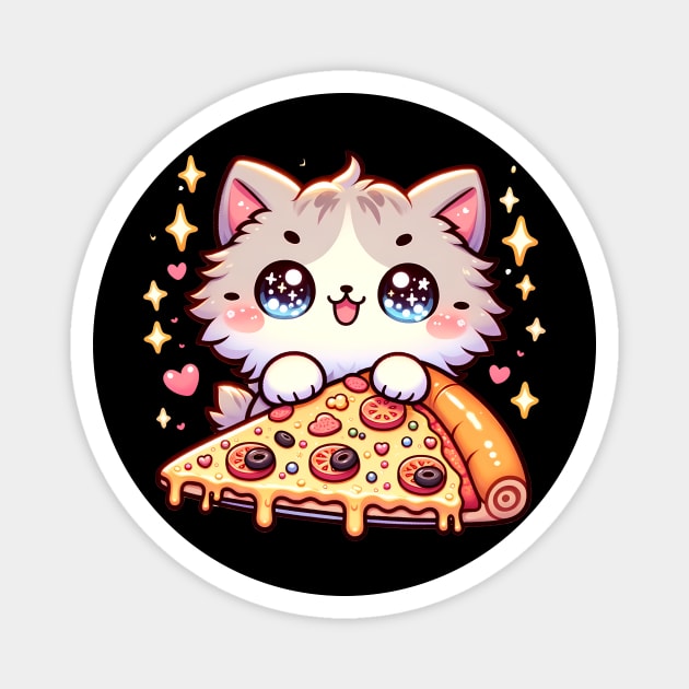 Cute kawaii with Pizza, Funny Pizza lover Magnet by logiamerch